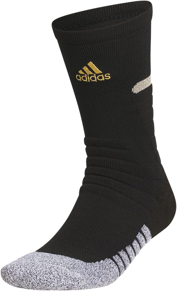 アディダス レディース 靴下 アンダーウェア adidas Men's adizero Football Crew Socks Black/Gold Metallicの通販は