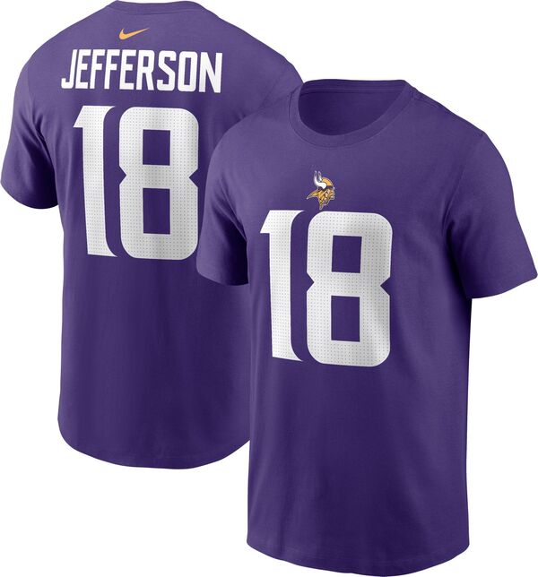 ナイキ メンズ Tシャツ トップス Nike Men's Minnesota Vikings Justin Jefferson #18 Logo T-Shirtの通販は 13,480円