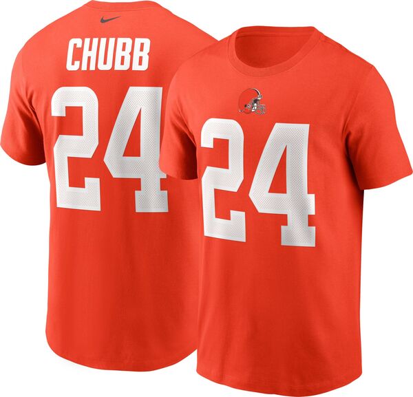 ナイキ メンズ Tシャツ トップス Nike Men's Cleveland Browns Nick Chubb #24 Logo Orange T-Shirtの通販は 13,480円