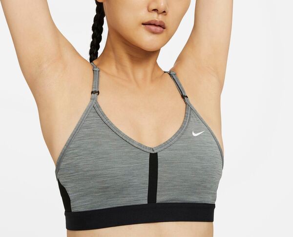 ナイキ レディース ブラジャー アンダーウェア Nike Women's Dri-FIT Indy Light-Support Padded V-Neck Sports Bra Smoke Grey