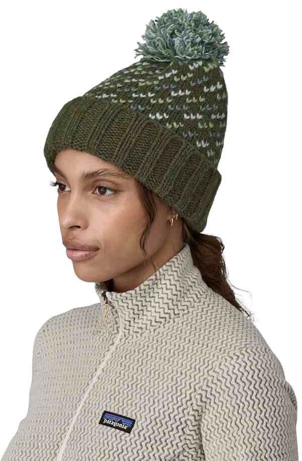 パタゴニア レディース 帽子 アクセサリー Patagonia Women's Snowbelle Beanie Fishrmn Stch/Pne Ndle Grn