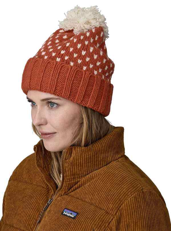 パタゴニア レディース 帽子 アクセサリー Patagonia Women's Snowbelle Beanie Offset Dot/Burnished Red