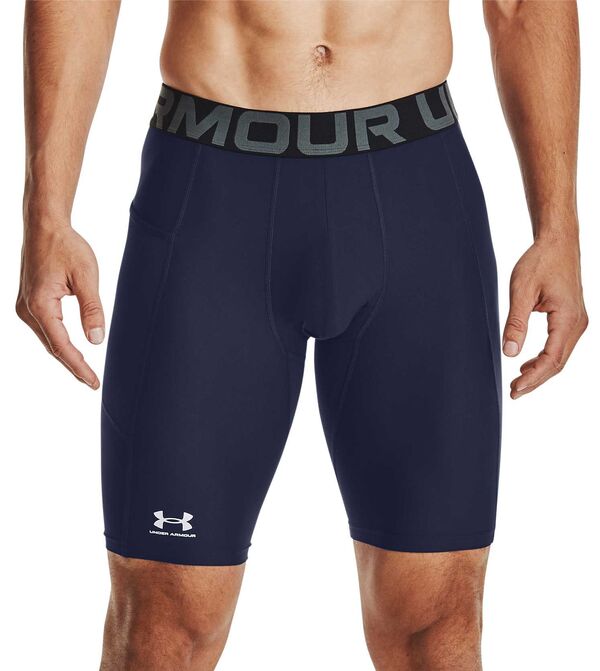 アンダーアーマー メンズ ハーフパンツ・ショーツ ボトムス Under Armour Men's HeatGear Long Compression 9" Shorts Midnight Navy/Whiの通販は