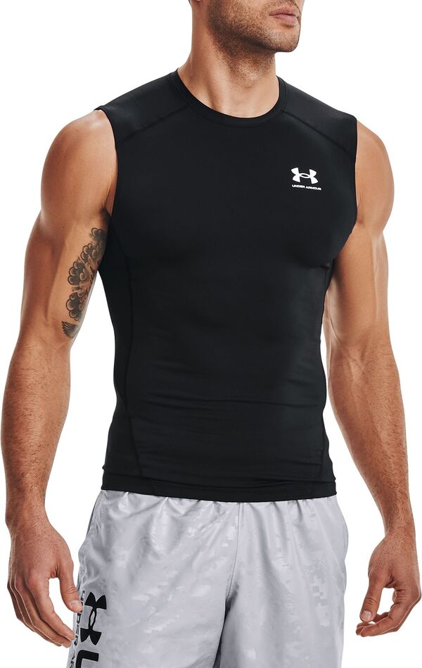 アンダーアーマー メンズ シャツ トップス Under Armour Men's HeatGear Compression Shirt Black/White