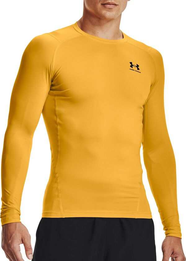 アンダーアーマー メンズ シャツ トップス Under Armour Men's HeatGear Compression Long Sleeve Shirt Steeltown Gold/Blackの通販は
