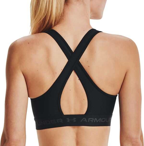 アンダーアーマー レディース ブラジャー アンダーウェア Under Armour Women's Crossback Mid Sports Bra Black