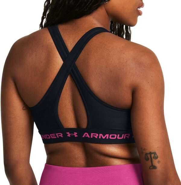 アンダーアーマー レディース ブラジャー アンダーウェア Under Armour Women's Crossback Mid Sports Bra Black/Astro Pink