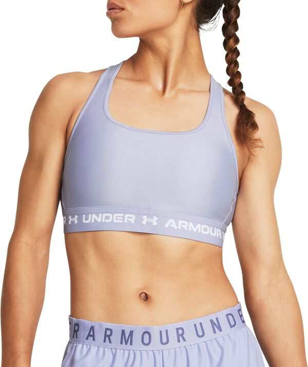 アンダーアーマー レディース ブラジャー アンダーウェア Under Armour Women's Crossback Mid Sports Bra Celeste/White