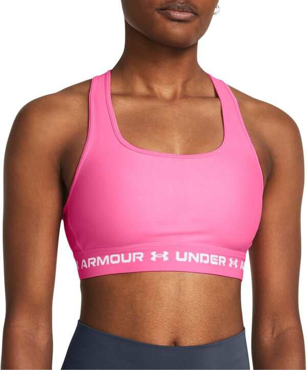 アンダーアーマー レディース ブラジャー アンダーウェア Under Armour Women's Crossback Mid Sports Bra Fluo/White