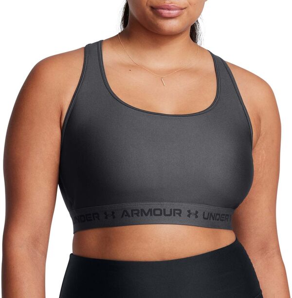 アンダーアーマー レディース ブラジャー アンダーウェア Under Armour Women's Mid Crossback Sports Bra Jet Gray/Black