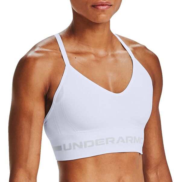 アンダーアーマー レディース ブラジャー アンダーウェア Under Armour Women's Seamless Low Long Line Sports Bra White/Halo Gray