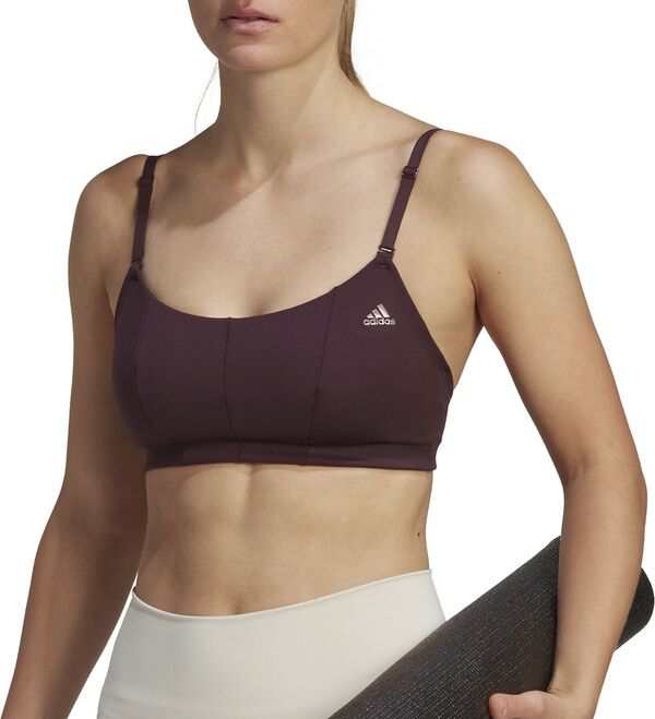 アディダス レディース ブラジャー アンダーウェア adidas Women's Yoga Studio Light Support Bra Shadow Maroon