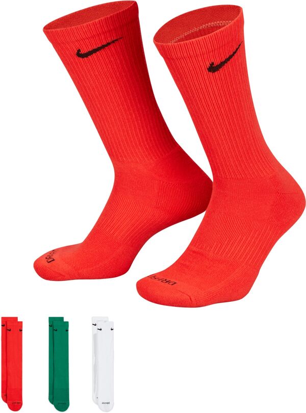 ナイキ レディース 靴下 アンダーウェア Nike Dri-FIT Everyday Plus Cushion Crew Socks - 3 Pack Red/Green/Whiteの通販は 8,980円