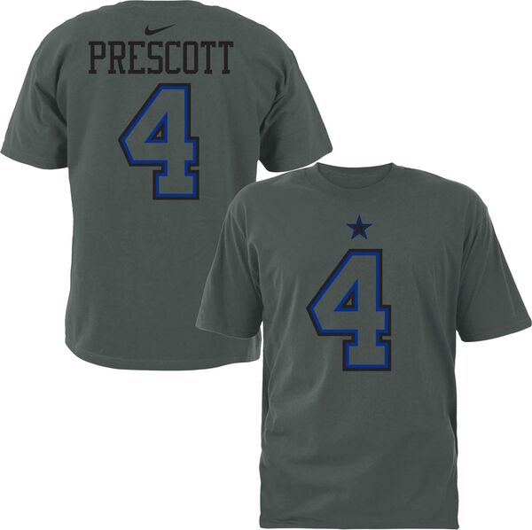 ナイキ メンズ Tシャツ トップス Nike Men's Dallas Cowboys Dak Prescott #4 Logo Anthracite T-Shirtの通販は 10,380円