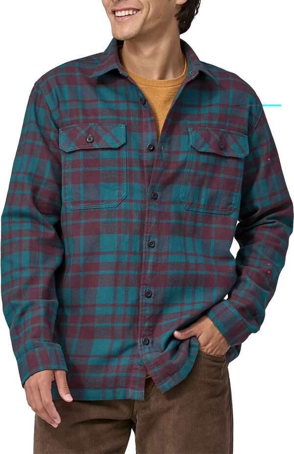 パタゴニア メンズ シャツ トップス Patagonia Men's Organic Cotton Midweight Fjord Flannel Long Sleeve Shirt Ice Caps/Belay Blue