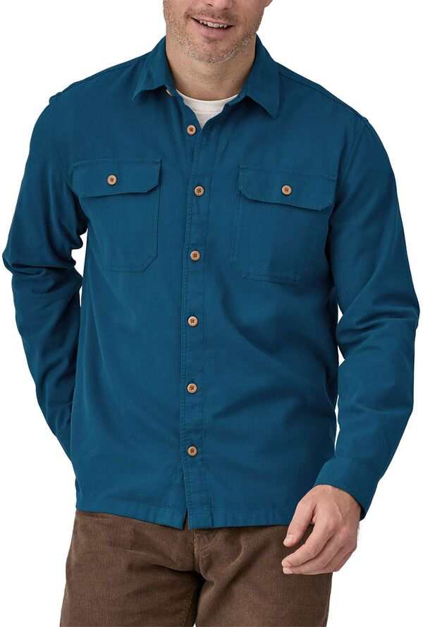 パタゴニア メンズ シャツ トップス Patagonia Men's Organic Cotton Midweight Fjord Flannel Long Sleeve Shirt Lagom Blue