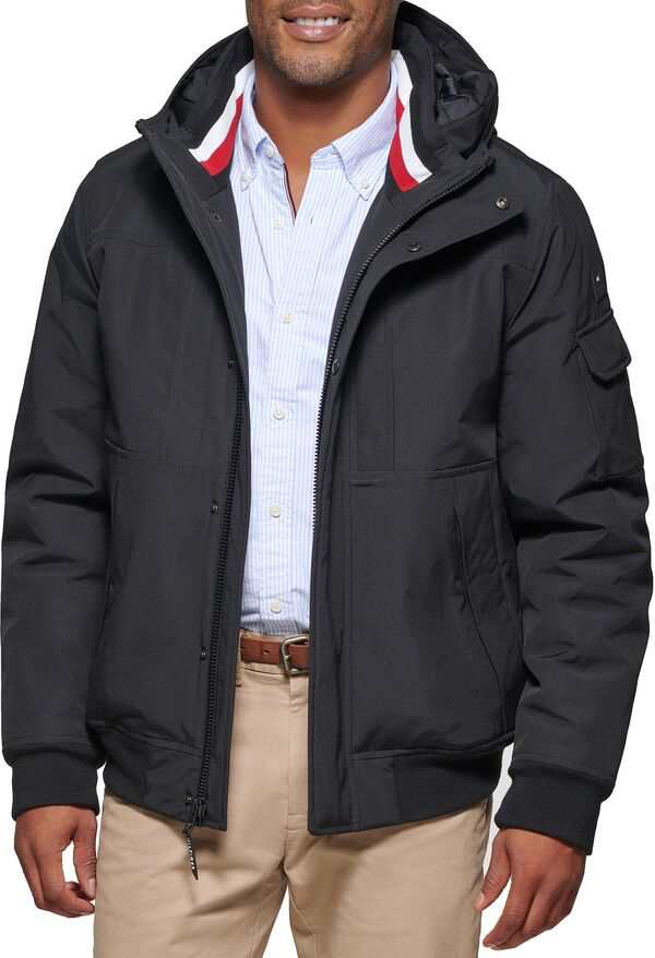 トミー ヒルフィガー メンズ ジャケット・ブルゾン アウター Tommy Hilfiger Performance Artic Cloth Hooded Utility Jacket Black