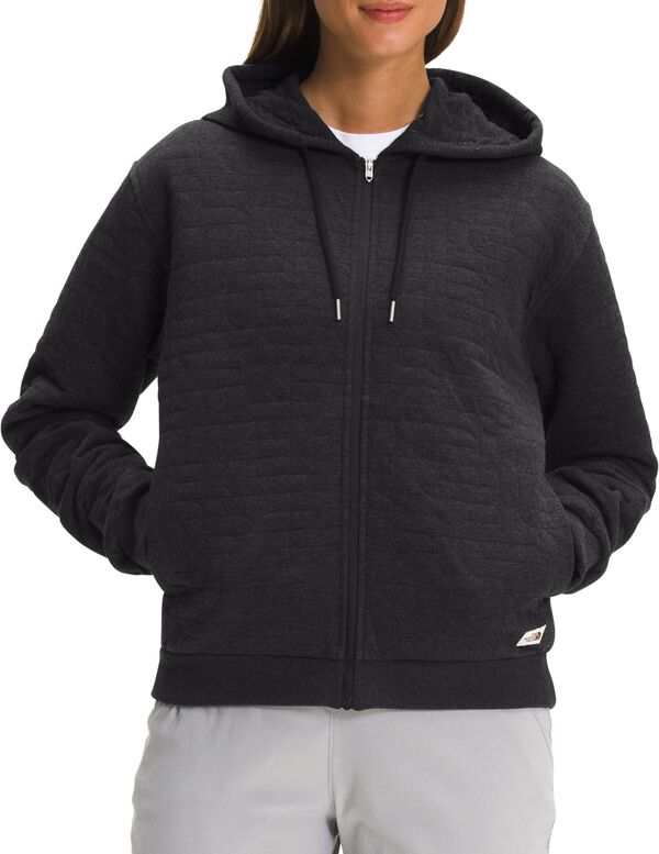 ノースフェイス レディース パーカー・スウェット アウター The North Face Women's Longs Peak Quilted Full Zip Hoodie Tnf Black Whit