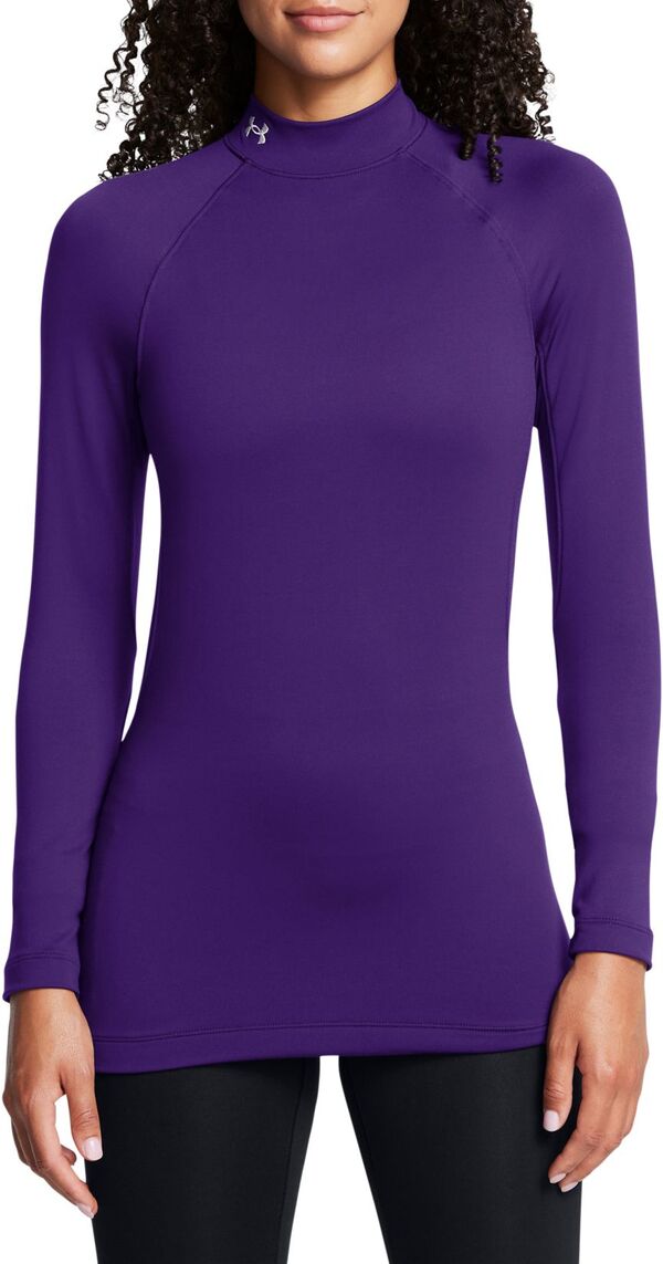 アンダーアーマー レディース シャツ トップス Under Armour Women's ColdGear Authentics Mock Neck Pullover 2.0 Purple/Whiteの通販は 17,980円