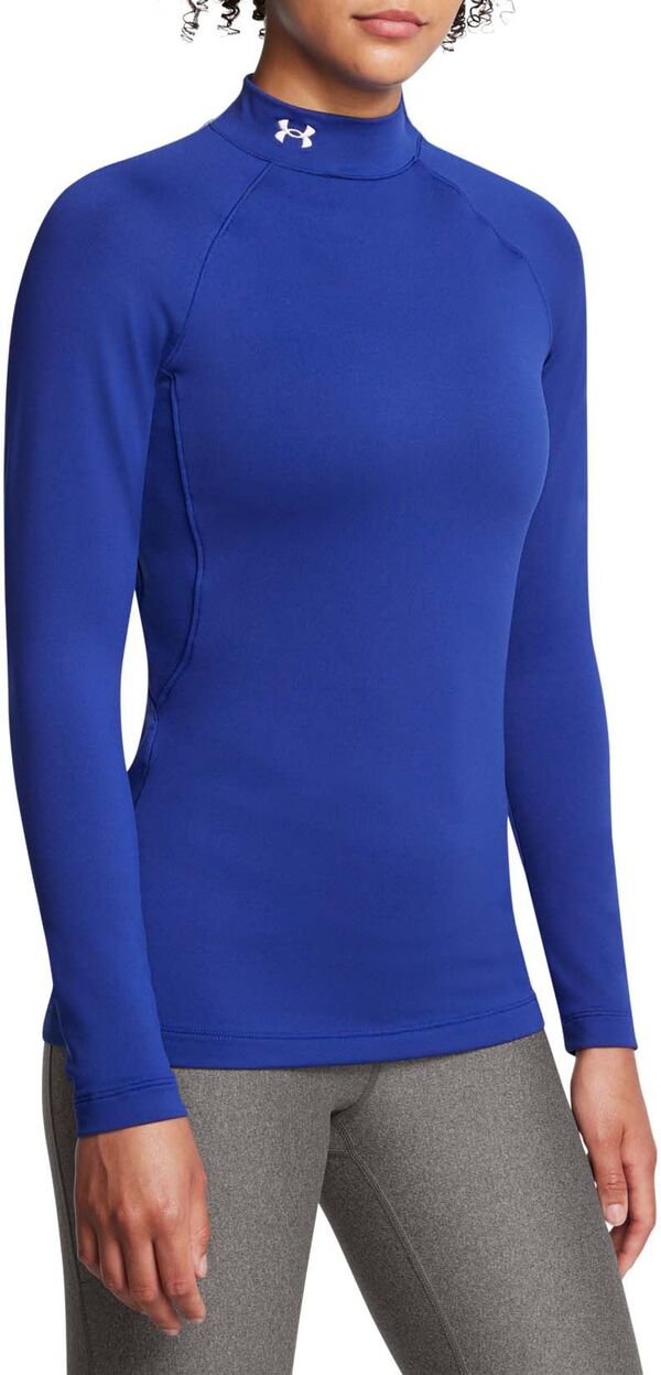 アンダーアーマー レディース シャツ トップス Under Armour Women's ColdGear Authentics Mock Neck Pullover 2.0 Royal/Whiteの通販は 17,980円