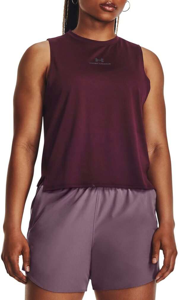 アンダーアーマー レディース シャツ トップス Under Armour Women's RUSH Energy Cropped Tank Top Dark Maroon/Black