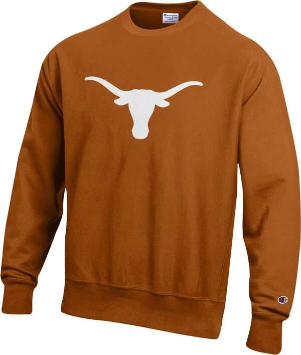 チャンピオン メンズ パーカー・スウェット アウター Champion Men's Texas Longhorns Burnt Orange Reverse Weave Crew Sweatshirtの通販は
