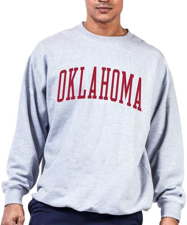 チャンピオン メンズ パーカー・スウェット アウター Champion Men's Big & Tall Oklahoma Sooners Grey Reverse Weave Crew Sweatshirtの通販は