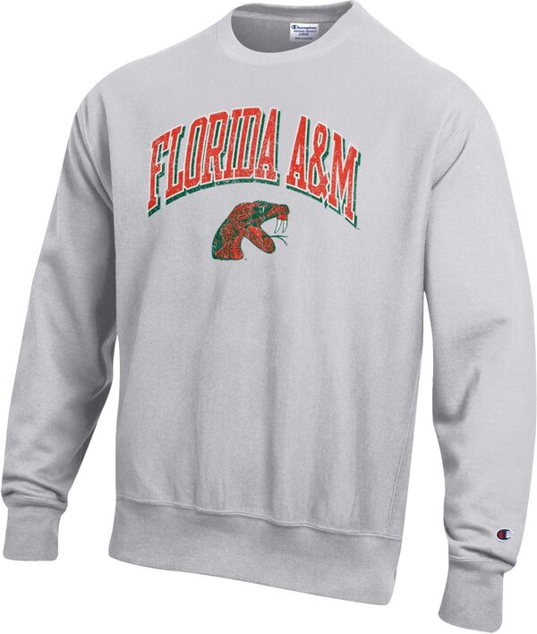 チャンピオン メンズ ニット・セーター アウター Champion Men's Florida A&M Rattlers Silver Grey Reverse Weave Crew Sweaterの通販は