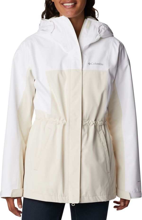 コロンビア レディース ジャケット・ブルゾン アウター Columbia Women's Hikebound Long Rain Jacket Chalk/White