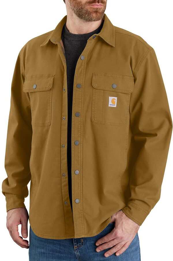 カーハート メンズ ジャケット・ブルゾン アウター Carhartt Men's Canvas Fleece Lined Shirt Jacket Oak Brown