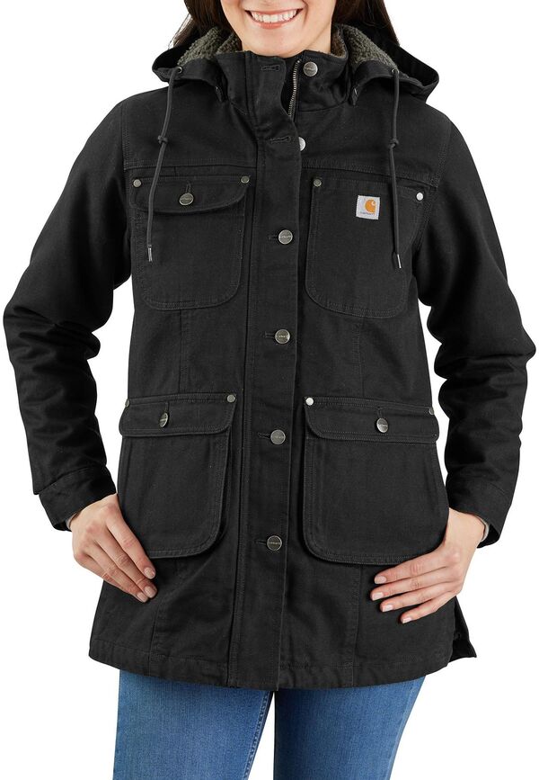 カーハート レディース ジャケット・ブルゾン アウター Carhartt Women's Loose Fit Weathered Duck Coat Blackの通販は