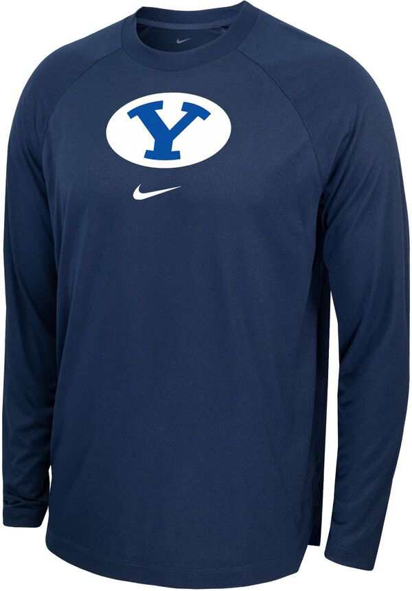 ナイキ メンズ Tシャツ トップス Nike Men's BYU Cougars Blue Spotlight Basketball Dri-FIT Long Sleeve T-Shirtの通販は