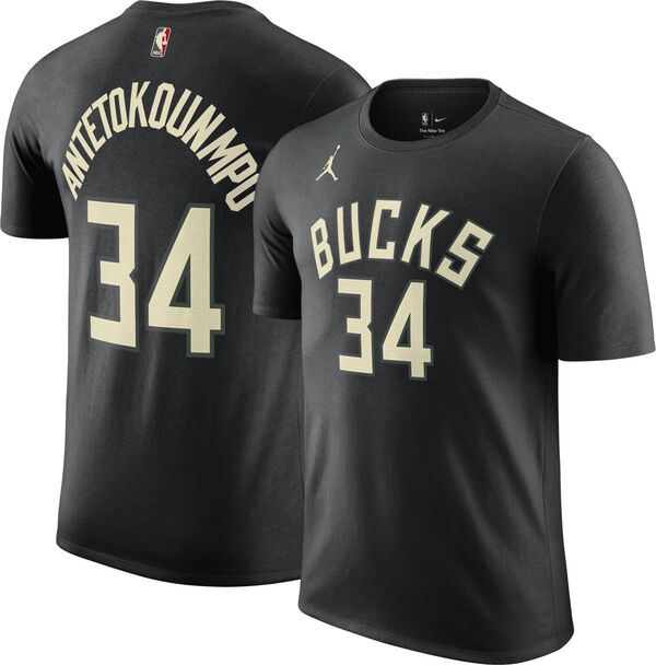 ジョーダン メンズ Tシャツ トップス Jordan Men's Milwaukee Bucks Giannis Antetokounmpo #34 Black T-Shirtの通販は 10,980円