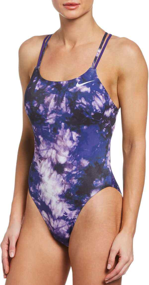 ナイキ レディース 上下セット 水着 NIKE Women's Hydrastrong Tie Dye Spiderback One Piece Swimsuit Court Purple