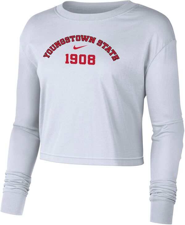ナイキ レディース Tシャツ トップス Nike Women's Youngstown State Penguins White Dri-FIT Cotton Long Sleeve Crop T-Shirtの通販はTシャツ