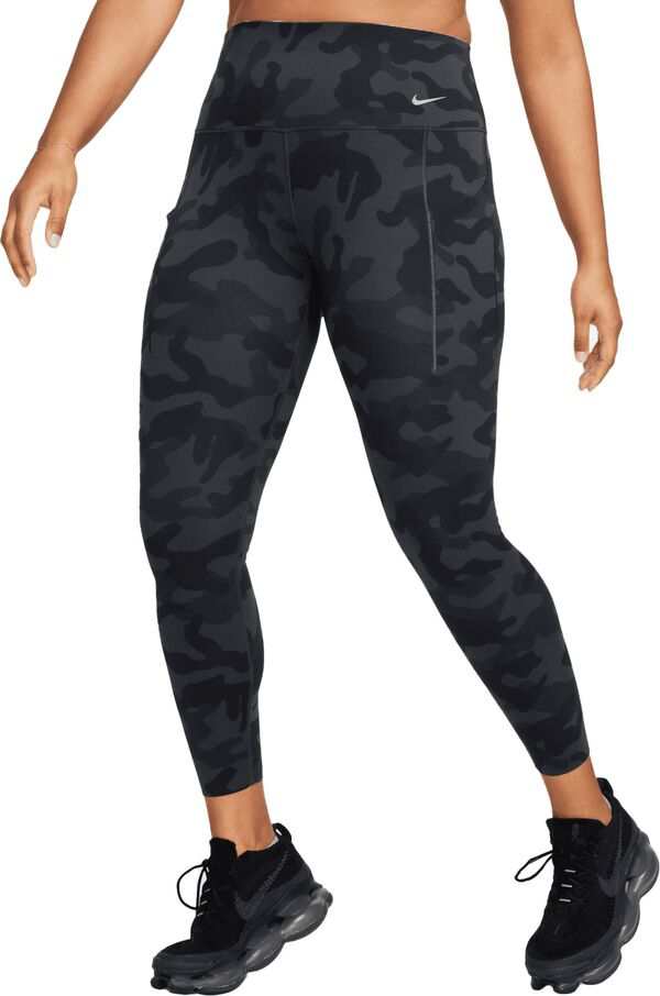 ナイキ レディース カジュアルパンツ ボトムス Nike Women's Universa Medium-Support High-Waisted 7/8 Camo Leggings Off Noir