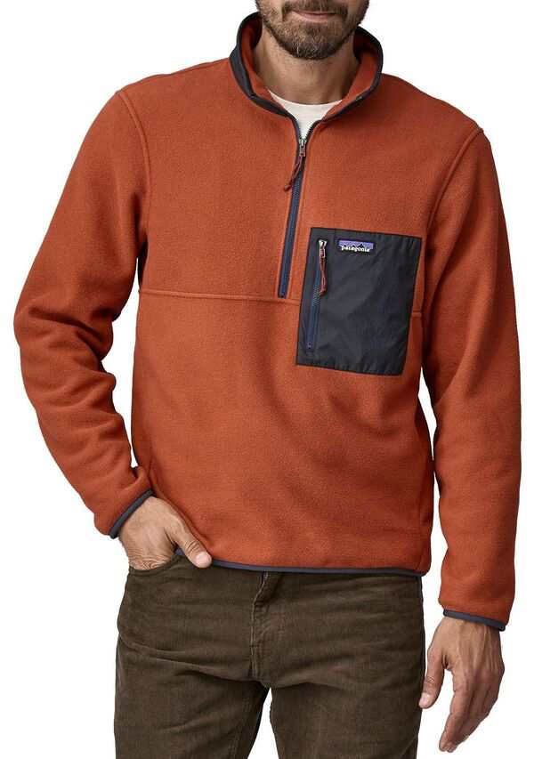 パタゴニア メンズ パーカー・スウェット アウター Patagonia Men's Microdini 1/2 Zip Fleece Pullover Burnished Red