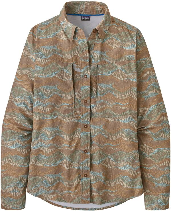 パタゴニア レディース カジュアルパンツ ボトムス Patagonia Women's Long Sleeve Sol Patrol Shirt Rock Cycle/Pampas Tanの通販は