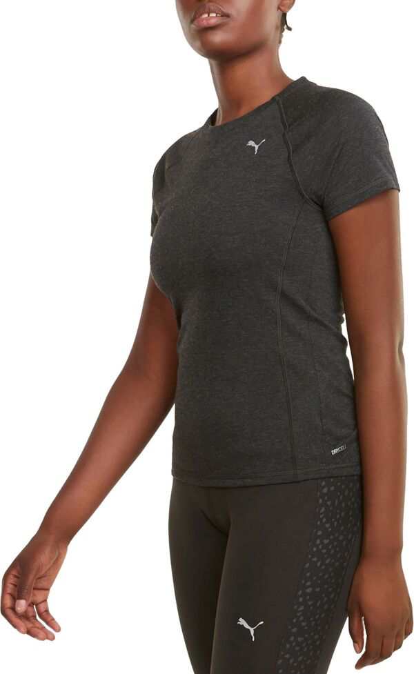 プーマ レディース シャツ トップス Puma Women's Running Short Sleeve Wool Tee Pure Black Heather