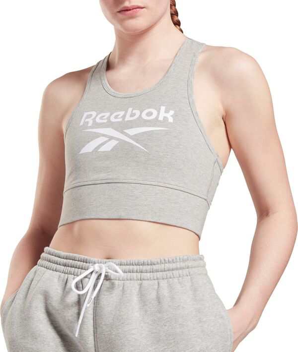 リーボック レディース ブラジャー アンダーウェア Reebok Women's Identity Sports Bra Pure White Heather