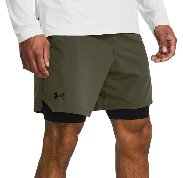 アンダーアーマー メンズ ハーフパンツ・ショーツ ボトムス Under Armour Men's Vanish Woven 2-in-1 Shorts Marine OD Green /Blk/Blkの通販は