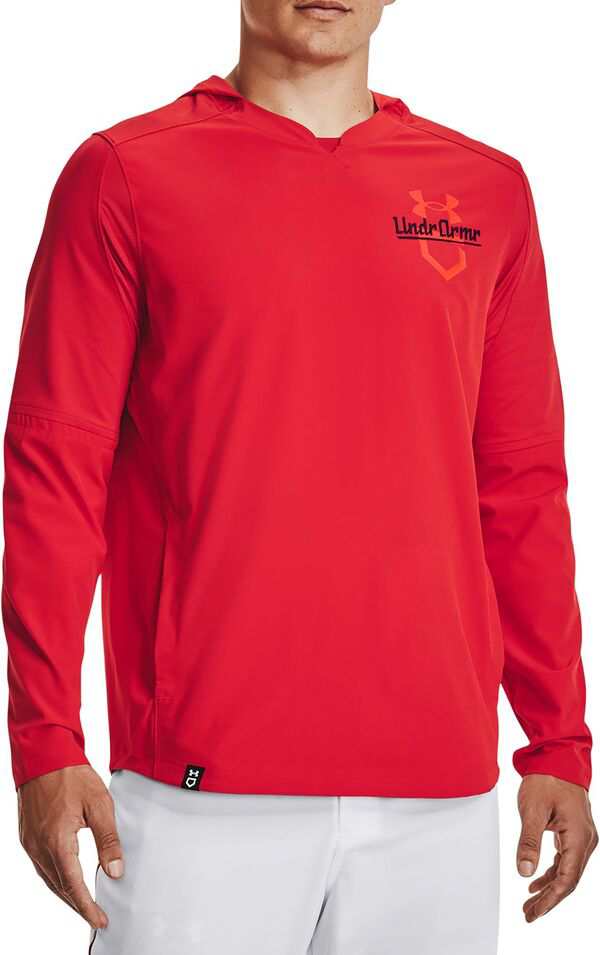 アンダーアーマー メンズ ジャケット・ブルゾン アウター Under Armour Men's Cage Hooded Jacket Red/Blackの通販は