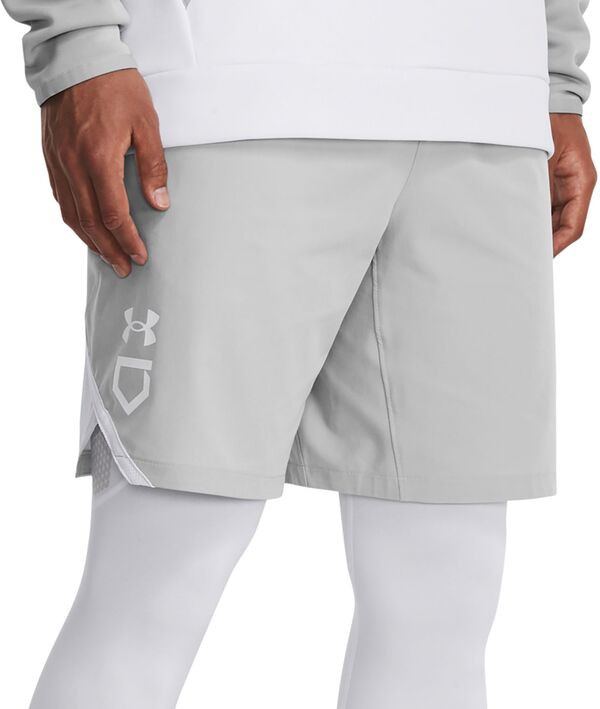 アンダーアーマー メンズ ハーフパンツ・ショーツ ボトムス Under Armour Men's Yard Baseball Shorts Mod Grey/White