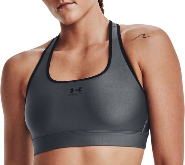 アンダーアーマー レディース ブラジャー アンダーウェア Under Armour Women's HeatGear Mid Padless Sports Bra Pitch Gray