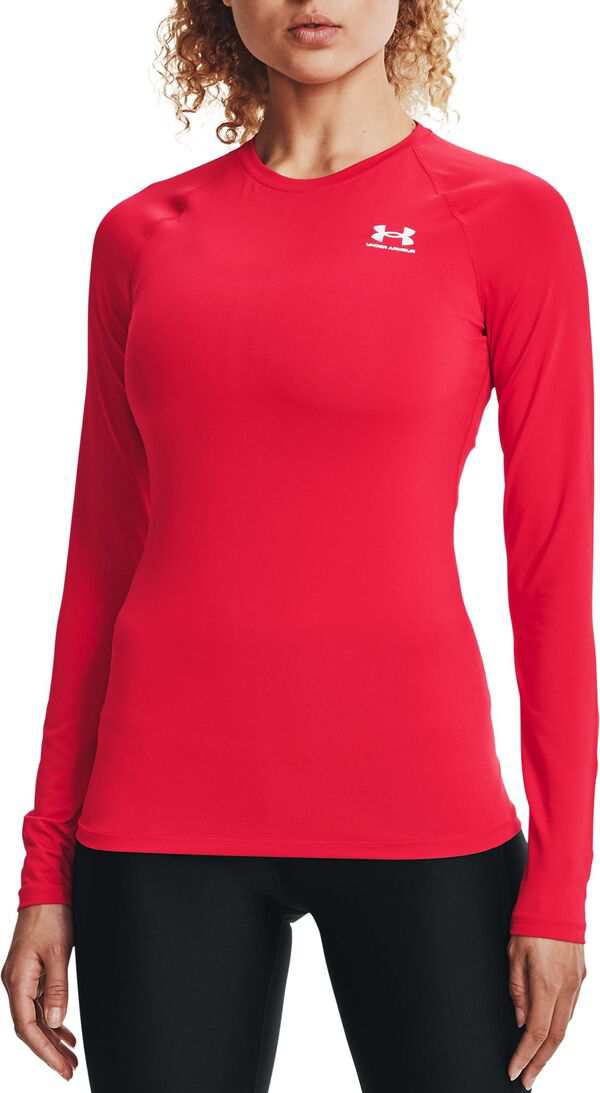 アンダーアーマー レディース シャツ トップス Under Armour Women's HeatGear Compression Long-Sleeve Shirt Red/White