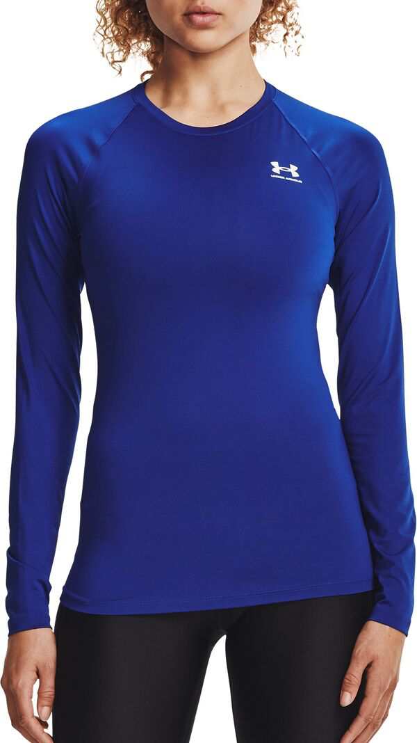 アンダーアーマー レディース シャツ トップス Under Armour Women's HeatGear Compression Long-Sleeve Shirt Royal/White