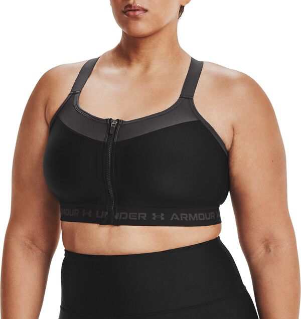 アンダーアーマー レディース ブラジャー アンダーウェア Under Armour Women's High Crossback Zip Sports Bra Black/Black