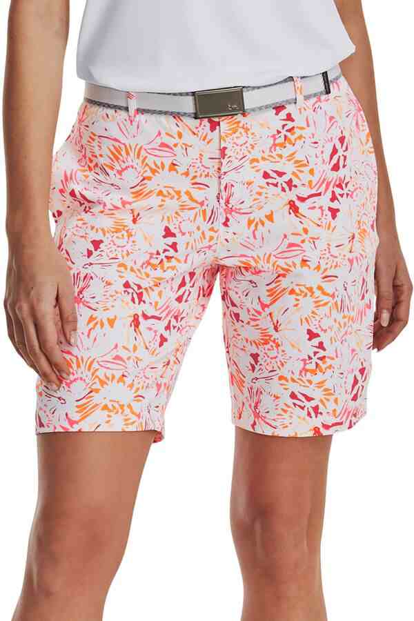 アンダーアーマー レディース ハーフパンツ・ショーツ ボトムス Under Armour Women's 9” Links Printed Golf Shorts White/Orange Trop