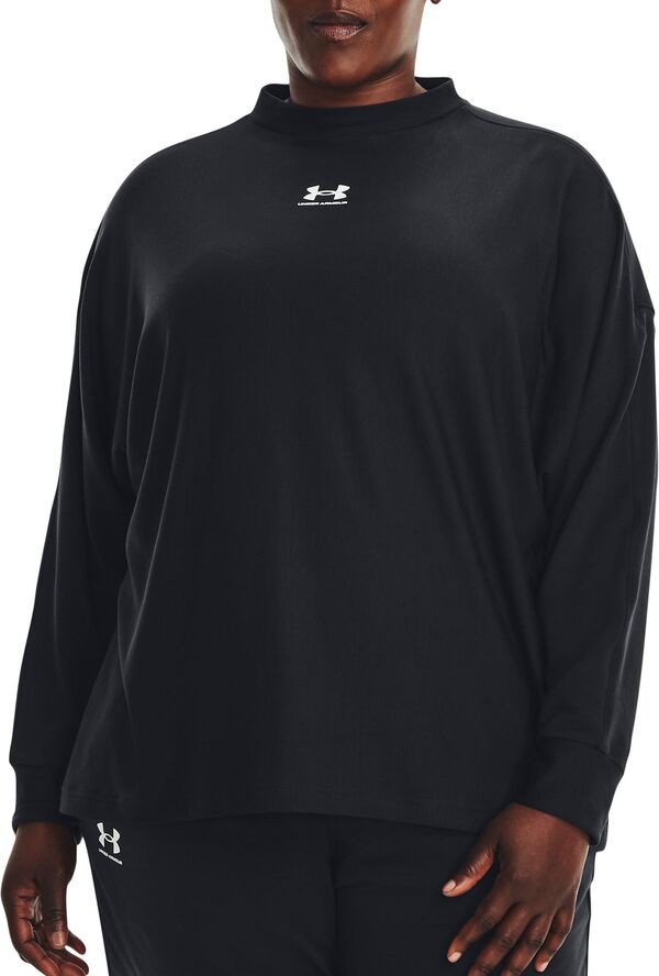 アンダーアーマー レディース パーカー・スウェット アウター Under Armour Women's Rival Terry Oversized Plus Crewneck Sweatshirt Bl