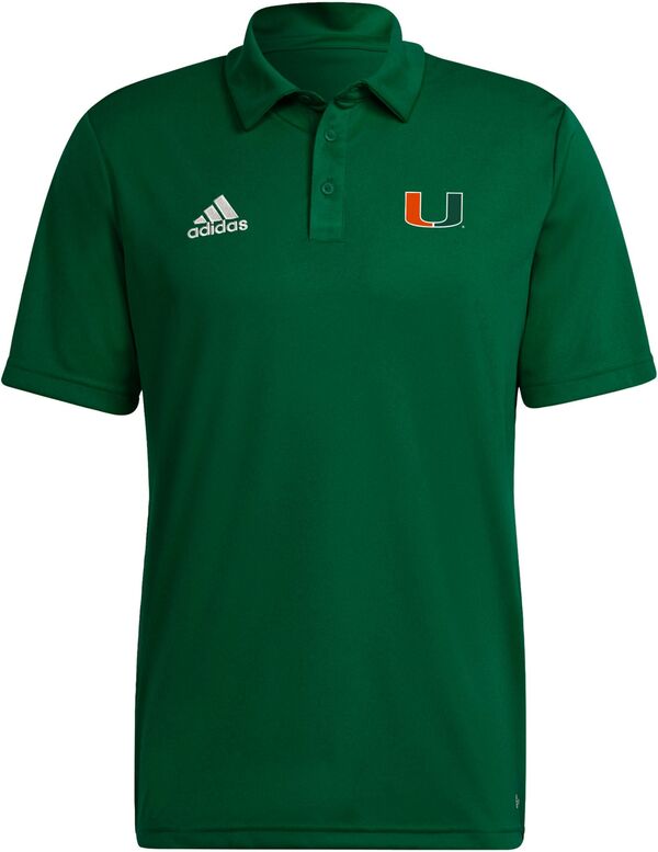 アディダス メンズ ポロシャツ トップス adidas Men's Miami Hurricanes Green Entrada Polo